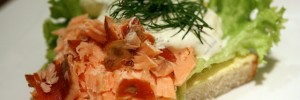 Hot smoked salmon sandwich